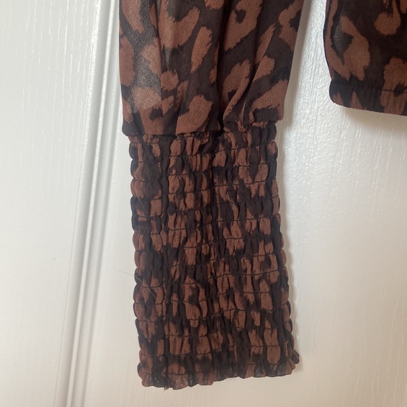Dynamite Mock Neck Animal Print Blouse - Picture 7 of 8